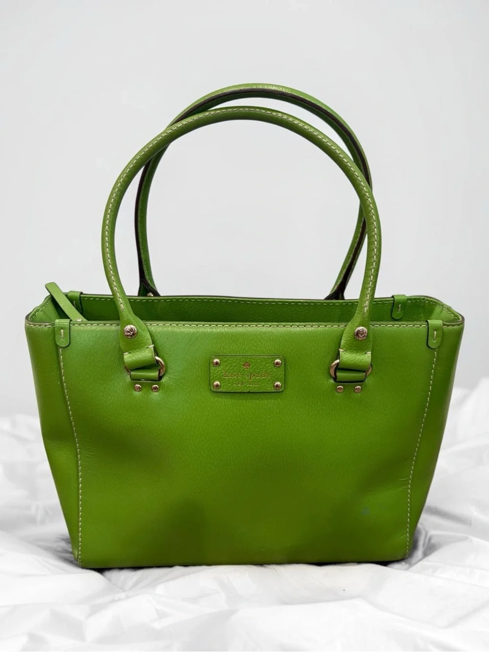 Kate Spade Wellesley Quinn Vine Green Leather Satchel Tote Bag WKRU1428 Emerald